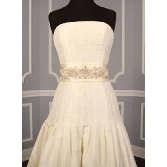 Ivory Satin Sash Belt Crystal Beaded Your Dream Dress B532